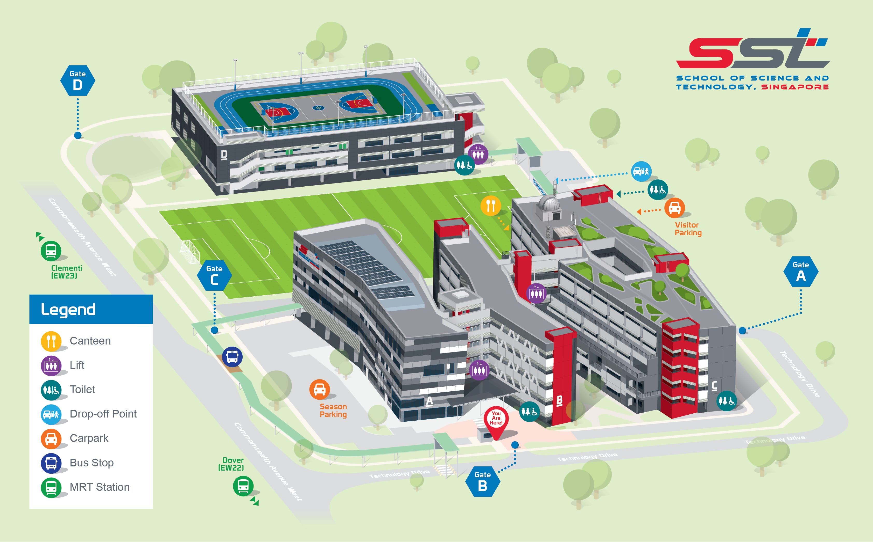 Campus map of School of Science and Technology Singapore